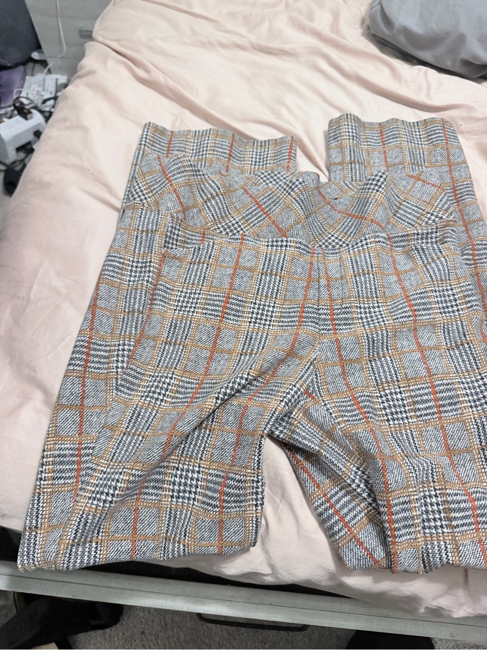 torrid Plaid Dress Pants in Gray, Brown and Rust-Accent